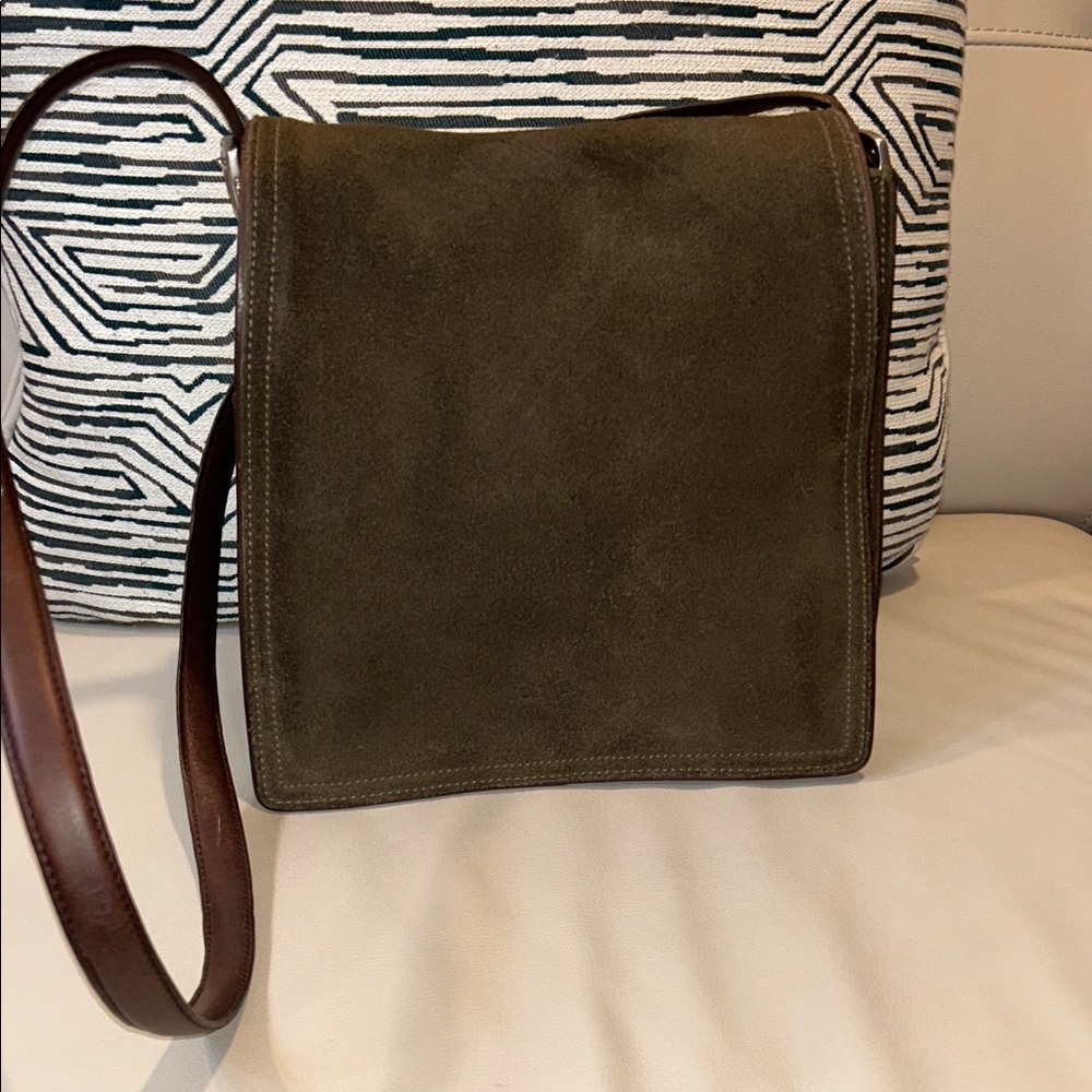 Coach Vintage Monterey Suede Flap Loden Green Crossbody Bag